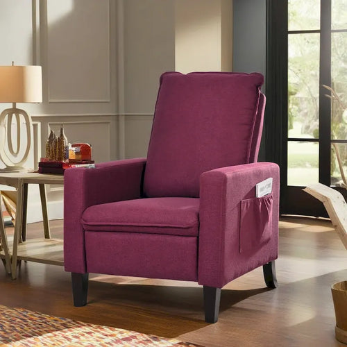 Fauteuil inclinable en tissu 3 positions avec support de téléphone, poche latérale et porte-gobelet – Beige, Gris, Rouge