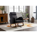 Fauteuil à bascule haut dossier en tissu Appuie-tête amovible Poche latérale Pieds en bois d'hévéa 8 coloris