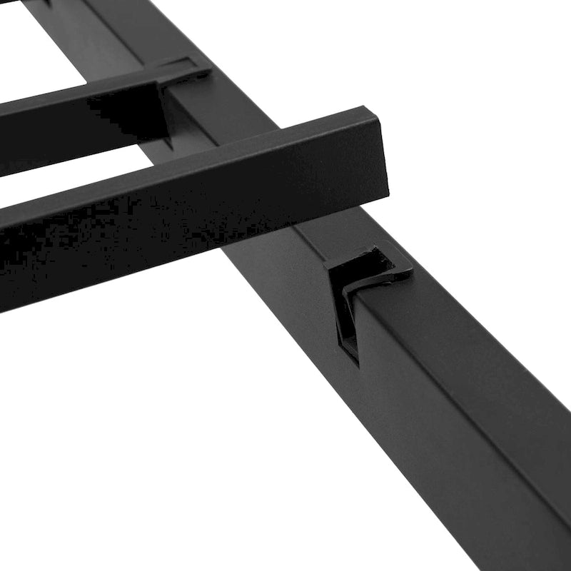 Lit plateforme industriel King Size Tête de lit LED Prises USB 2 tiroirs Noir Marron
