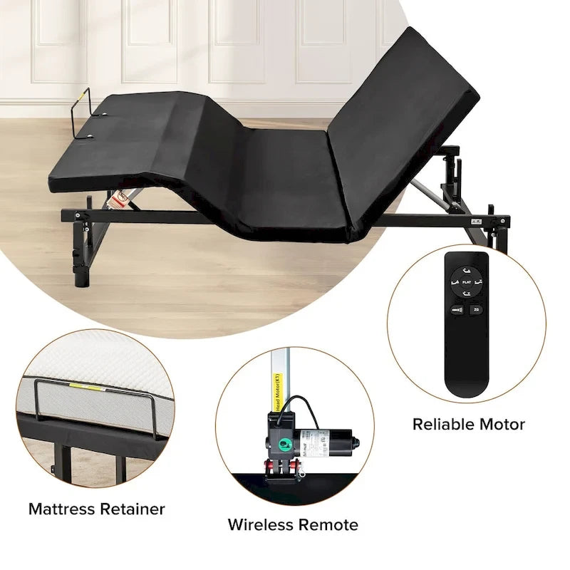 Sommier articulé électrique inclinable tête et pieds télécommandé Zéro Gravité Full Queen King