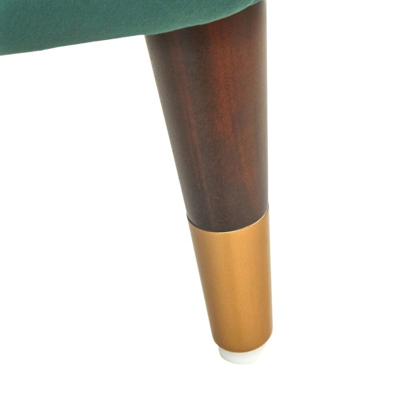 Fauteuil d'appoint à dossier haut Mid-Century Modern Pieds Noyer Embouts Dorés Gris Clair Vert Émeraude