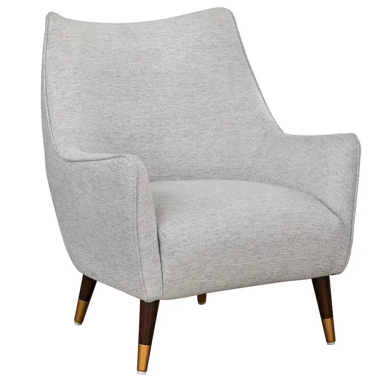 Fauteuil d'appoint à dossier haut Mid-Century Modern Pieds Noyer Embouts Dorés Gris Clair Vert Émeraude