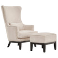 Fauteuil lounge à dossier haut avec repose-pieds Oreiller Clous de tapissier Pieds en peuplier 3 couleurs