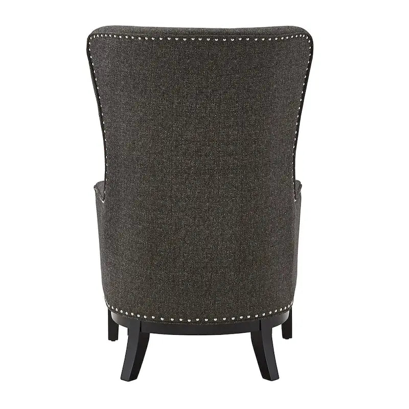 Fauteuil lounge à dossier haut avec repose-pieds Oreiller Clous de tapissier Pieds en peuplier 3 couleurs