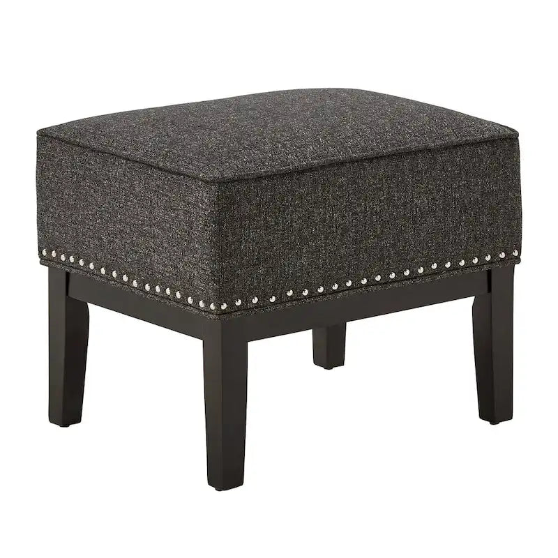 Fauteuil lounge à dossier haut avec repose-pieds Oreiller Clous de tapissier Pieds en peuplier 3 couleurs