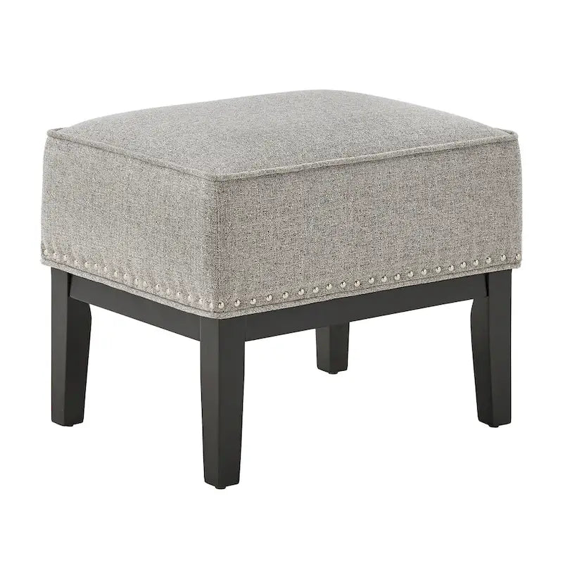 Fauteuil lounge à dossier haut avec repose-pieds Oreiller Clous de tapissier Pieds en peuplier 3 couleurs