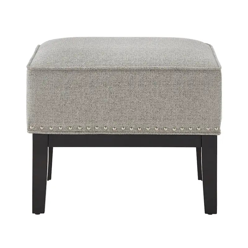 Fauteuil lounge à dossier haut avec repose-pieds Oreiller Clous de tapissier Pieds en peuplier 3 couleurs