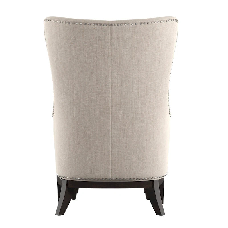 Fauteuil lounge à dossier haut avec repose-pieds Oreiller Clous de tapissier Pieds en peuplier 3 couleurs