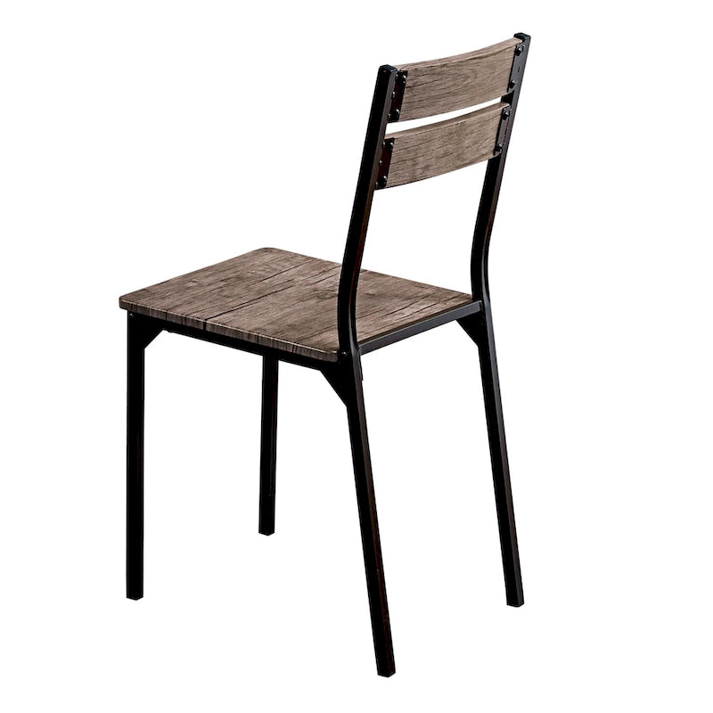 Chaise de salle à manger industrielle grain de bois antique cadre en métal noir rustique brun antique