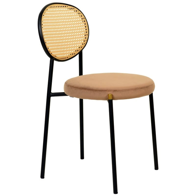 Modern style dining chair – a decorative chair with a rattan back, suitable for home offices, living rooms, and kitchens.