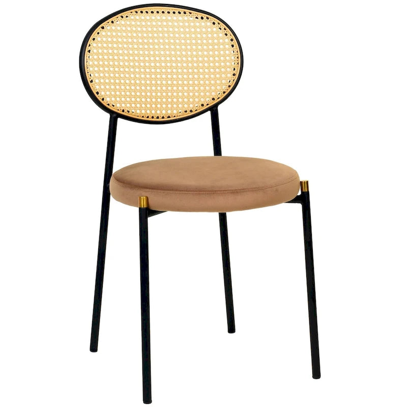 Modern style dining chair – a decorative chair with a rattan back, suitable for home offices, living rooms, and kitchens.
