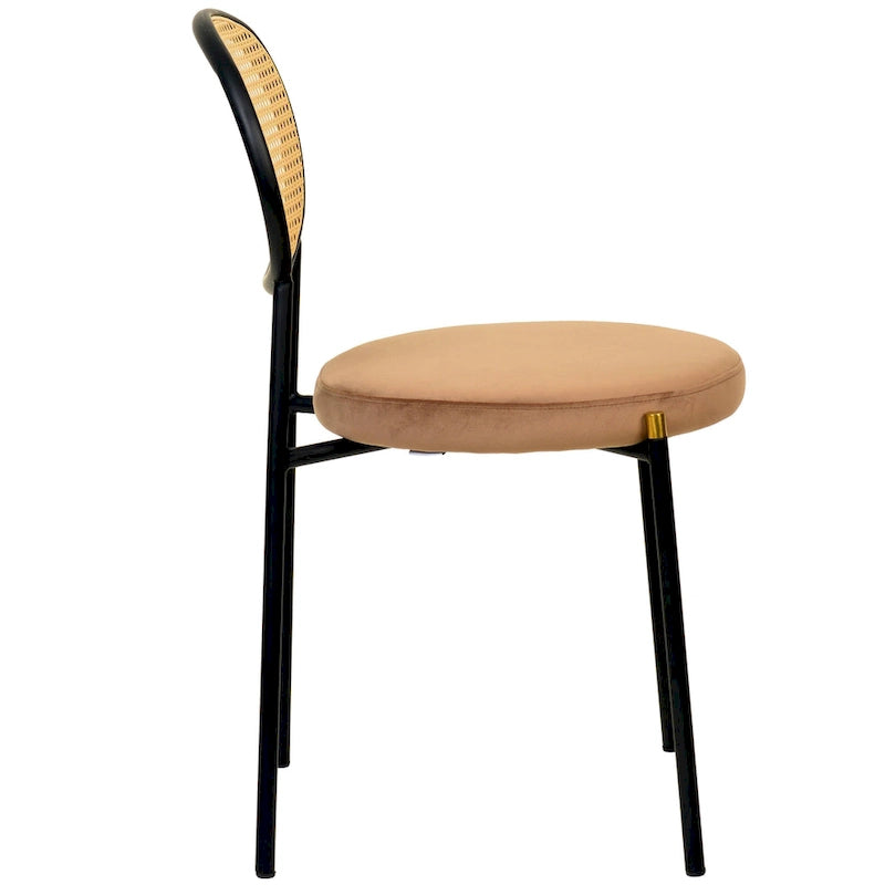 Modern style dining chair – a decorative chair with a rattan back, suitable for home offices, living rooms, and kitchens.