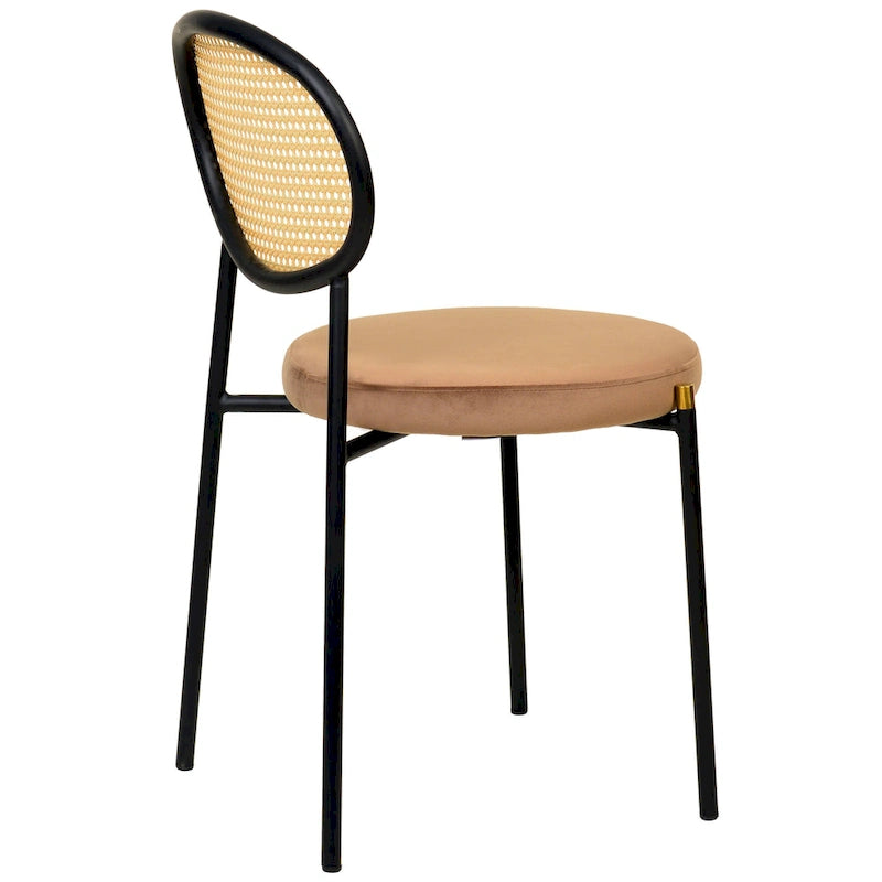 Modern style dining chair – a decorative chair with a rattan back, suitable for home offices, living rooms, and kitchens.
