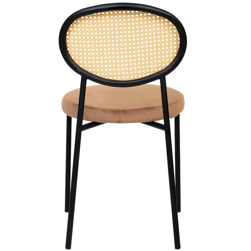 Modern style dining chair – a decorative chair with a rattan back, suitable for home offices, living rooms, and kitchens.