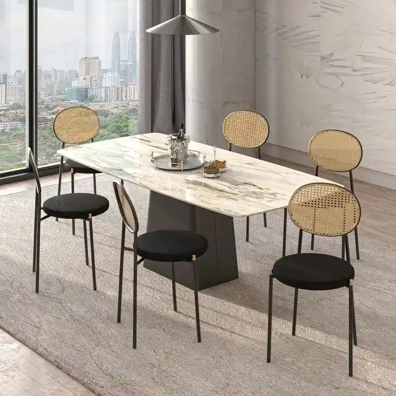 Modern style dining chair – a decorative chair with a rattan back, suitable for home offices, living rooms, and kitchens.