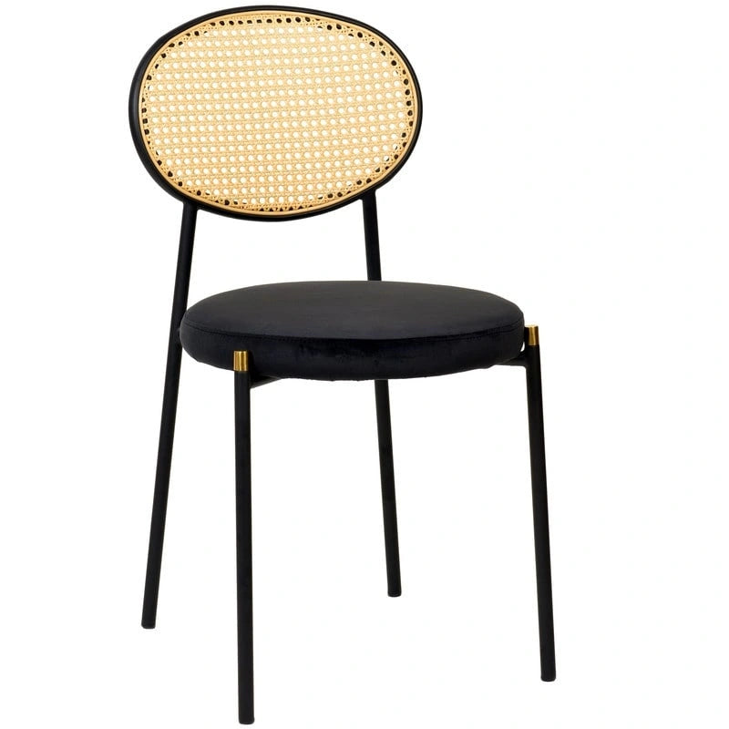 Modern style dining chair – a decorative chair with a rattan back, suitable for home offices, living rooms, and kitchens.