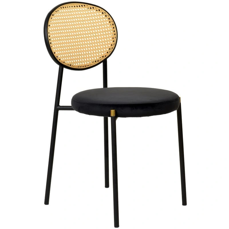 Modern style dining chair – a decorative chair with a rattan back, suitable for home offices, living rooms, and kitchens.