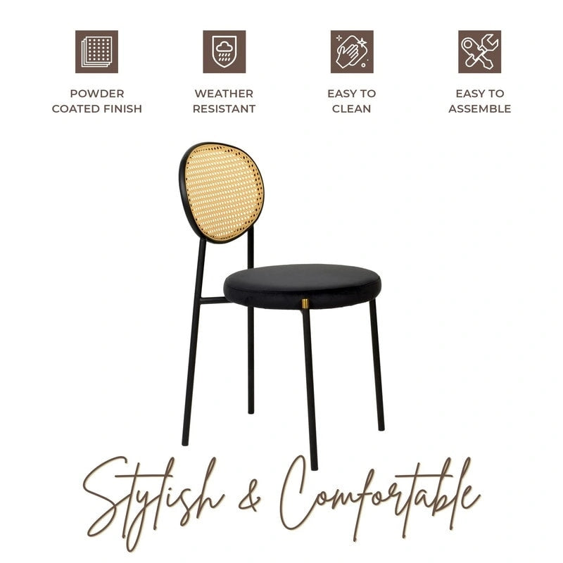 Modern style dining chair – a decorative chair with a rattan back, suitable for home offices, living rooms, and kitchens.