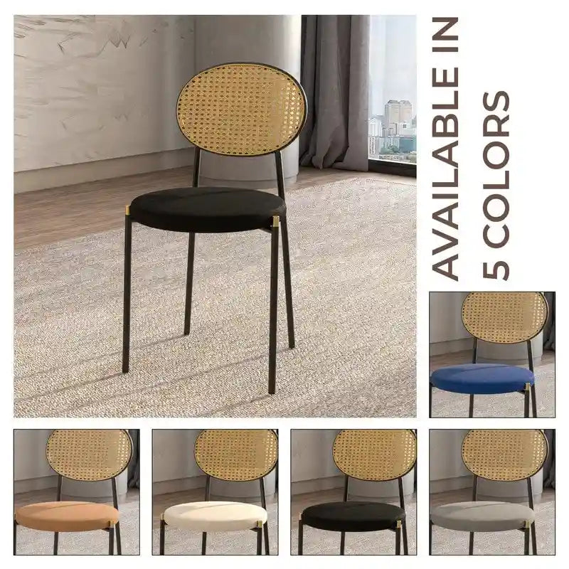 Modern style dining chair – a decorative chair with a rattan back, suitable for home offices, living rooms, and kitchens.