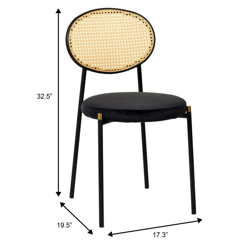 Modern style dining chair – a decorative chair with a rattan back, suitable for home offices, living rooms, and kitchens.
