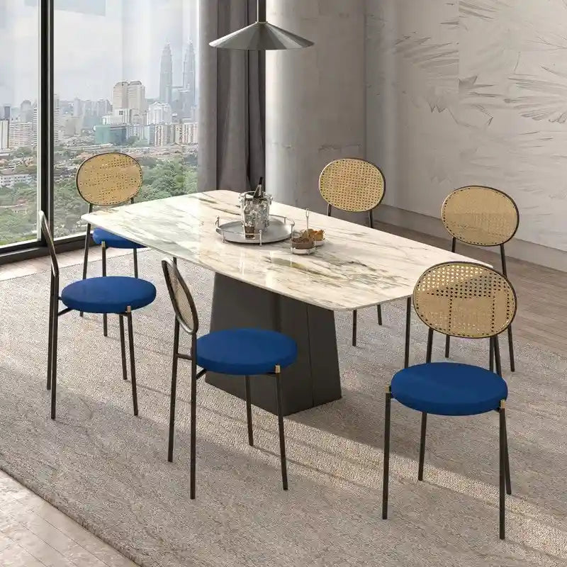 Modern style dining chair – a decorative chair with a rattan back, suitable for home offices, living rooms, and kitchens.
