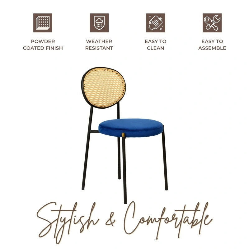 Modern style dining chair – a decorative chair with a rattan back, suitable for home offices, living rooms, and kitchens.
