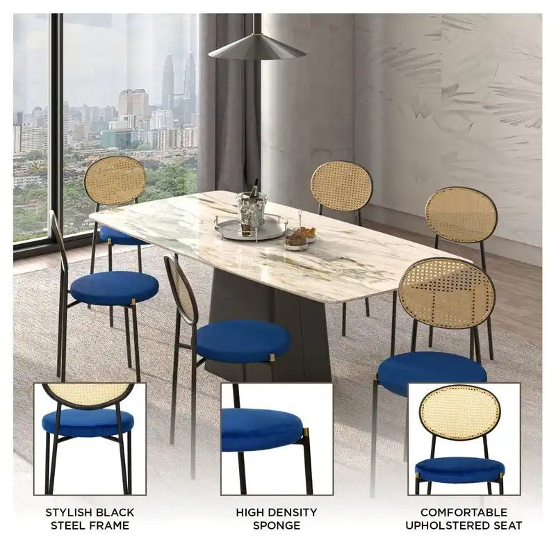 Modern style dining chair – a decorative chair with a rattan back, suitable for home offices, living rooms, and kitchens.