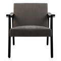Fauteuil d'appoint en similicuir style Mid-Century, bras en bois courbé, pieds coniques, noir gris