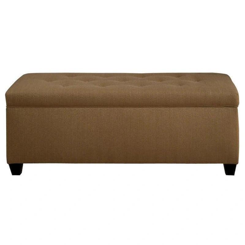 Banc de rangement pour chaussures capitonné avec couvercle, en polyester jaune, pieds expresso