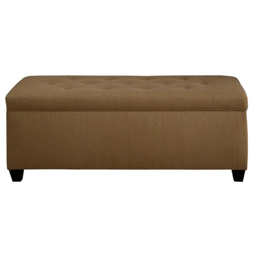 Banc de rangement pour chaussures capitonné avec couvercle, en polyester jaune, pieds expresso