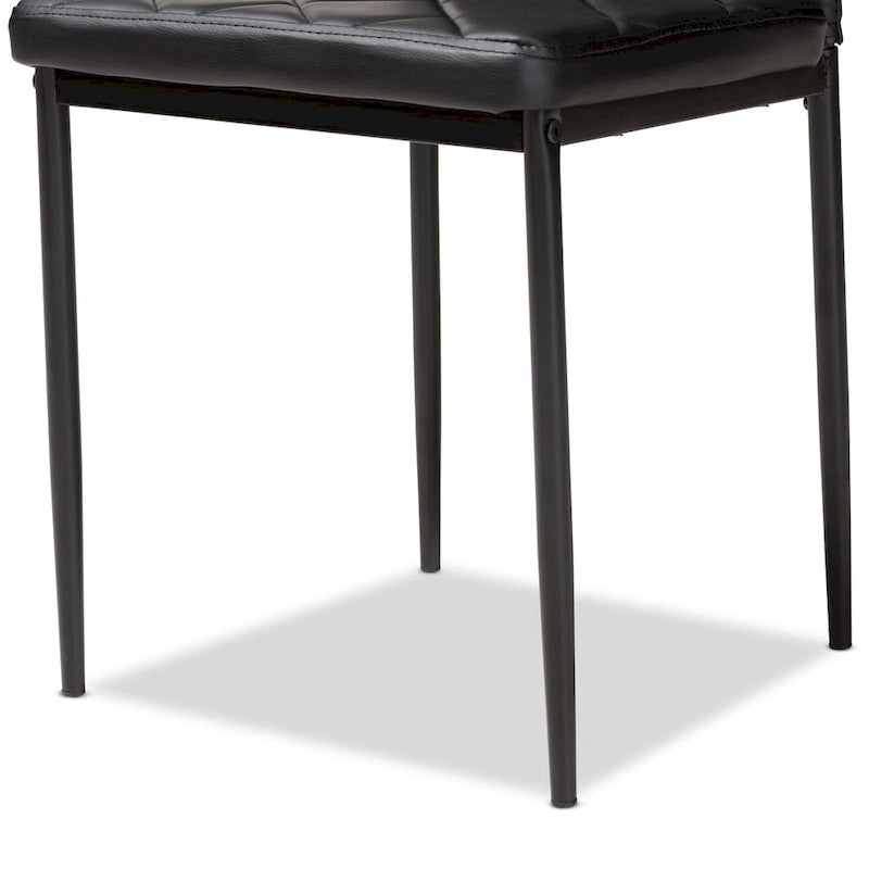 Chaise de salle à manger moderne capitonnée en similicuir, rembourrée de mousse, pieds en métal noir