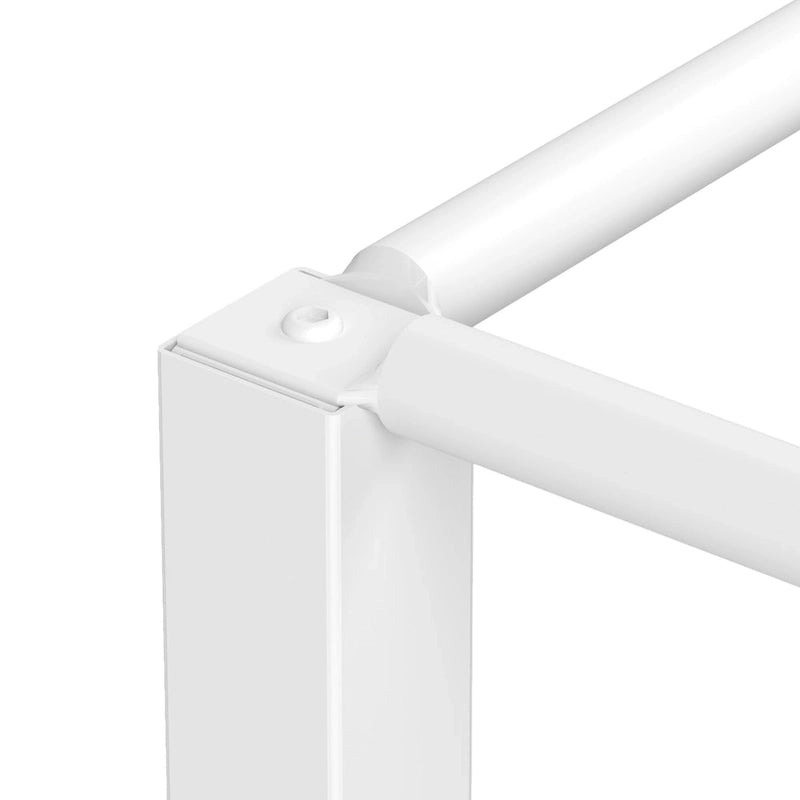 Cadre de lit plateforme à baldaquin en métal King Size blanc mat sans sommier à ressorts