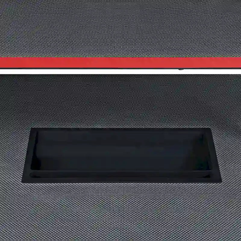 Bureau de Jeu en L avec LED RGB, double étagère pour moniteur, chargeur sans fil et hub USB, noir et rouge