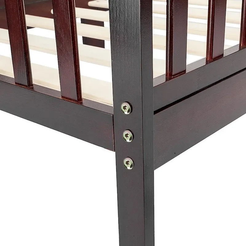 Lit pour tout-petits Pinewood avec double barrière de sécurité, profil bas, pour enfants, marron, blanc, gris