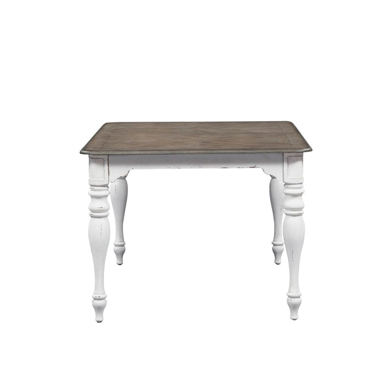 Table à manger de ferme extensible Pieds tournés Rallonge amovible Plateau patiné blanc antique