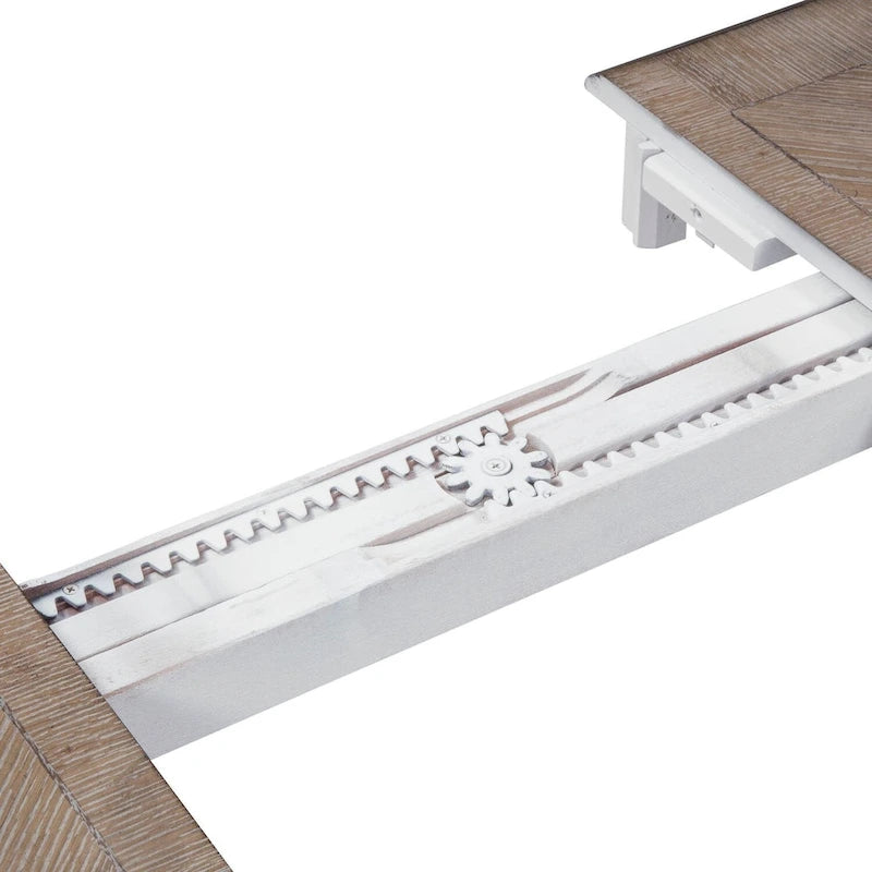 Table à manger de ferme extensible Pieds tournés Rallonge amovible Plateau patiné blanc antique