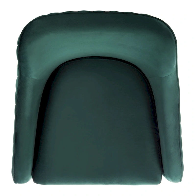 Fauteuil d'appoint en velours capitonné pivotant avec piétement doré en X Rose poudré Vert écume de mer Émeraude