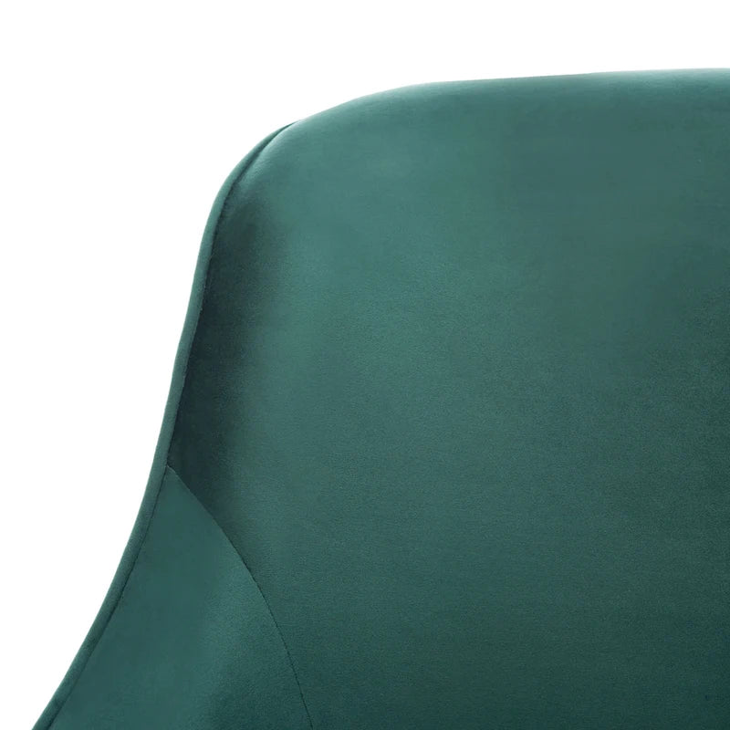 Fauteuil d'appoint en velours capitonné pivotant avec piétement doré en X Rose poudré Vert écume de mer Émeraude