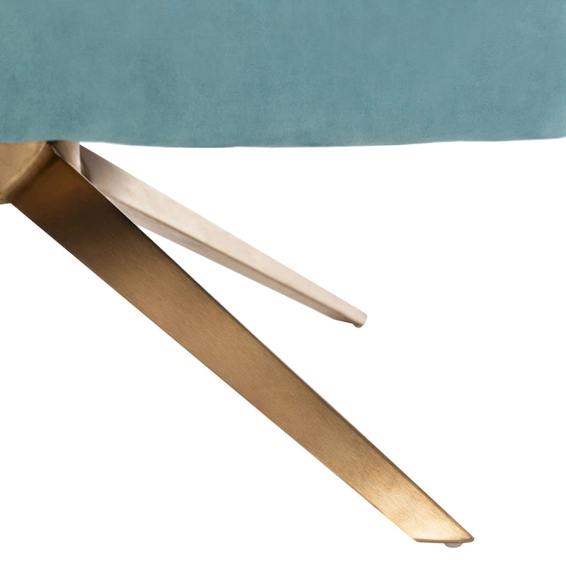 Fauteuil d'appoint en velours capitonné pivotant avec piétement doré en X Rose poudré Vert écume de mer Émeraude