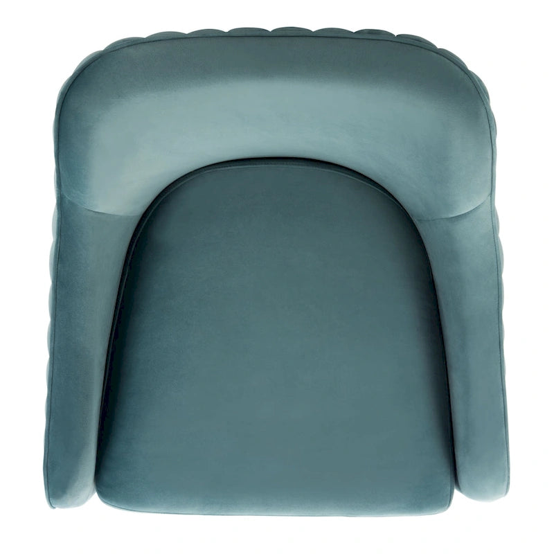 Fauteuil d'appoint en velours capitonné pivotant avec piétement doré en X Rose poudré Vert écume de mer Émeraude