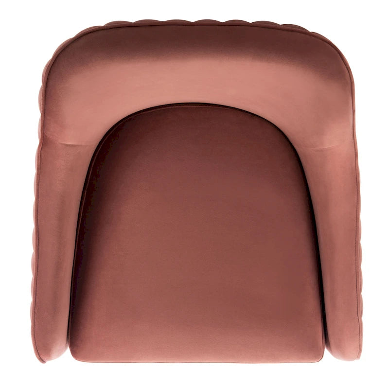 Fauteuil d'appoint en velours capitonné pivotant avec piétement doré en X Rose poudré Vert écume de mer Émeraude