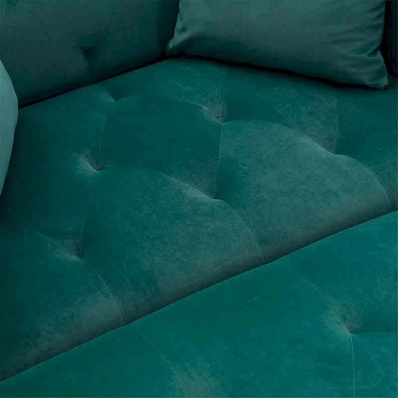 Chaise longue d'appoint capitonnée en velours, avec dossier incurvé, mousse épaisse et pieds en or rose