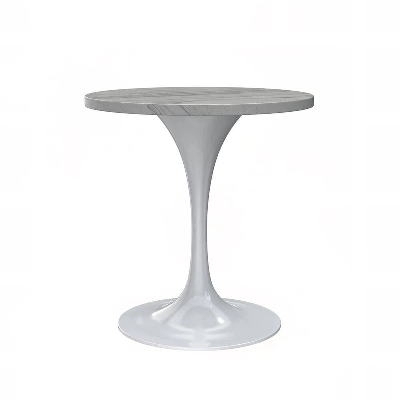 Table à manger piédestal en résine ronde Tulipe Base en acier blanc 3 tailles