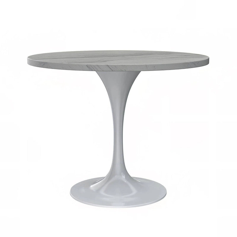 Table à manger piédestal en résine ronde Tulipe Base en acier blanc 3 tailles