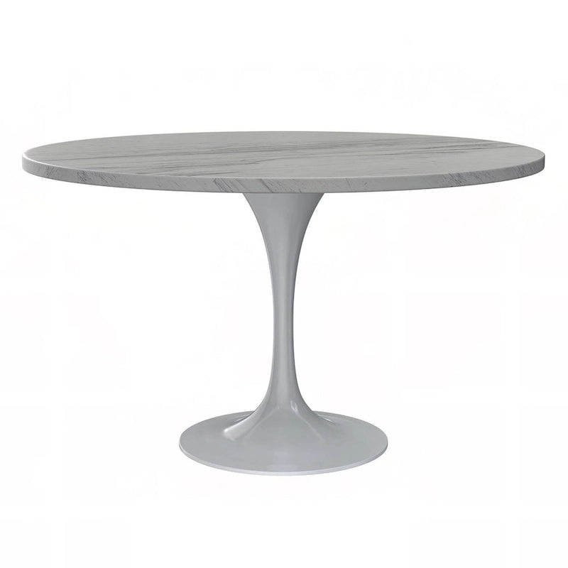 Table à manger piédestal en résine ronde Tulipe Base en acier blanc 3 tailles