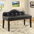 Banc d'appoint en similicuir Camelback, capitonnage en cristal, clous décoratifs, pieds expresso, noir